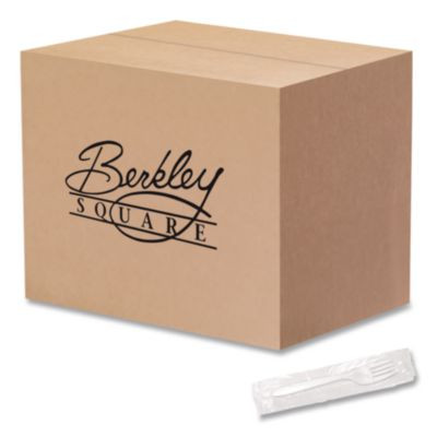 Individually Wrapped Mediumweight Cutlery, Fork, Plastic, White, 1,000/Carton