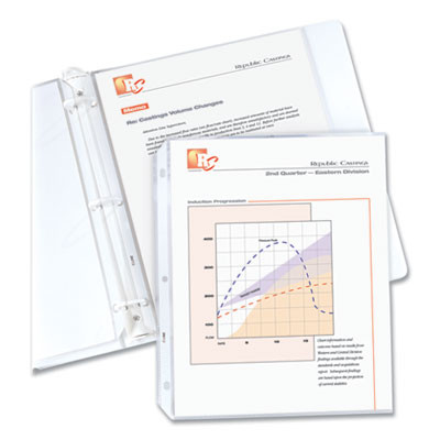 Polypropylene Sheet Protectors, Medium-Duty, Side: 3-Hole Punched, Top Load 8.5 x 11 Insert, Clear Front, 50/Box