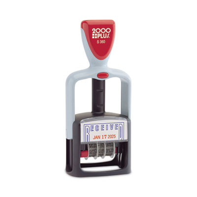 Model S 360 Two-Color Message Dater, 1.75 X 1, "Received", Self-Inking, Blue/Red