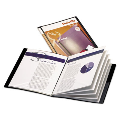 Showfile Display Book With Custom Cover Pocket, 24 Letter-Size Sleeves, Black