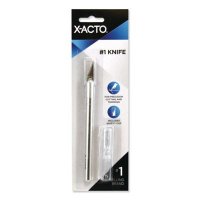 No. 1 Z-Series Precision Utility Knife With Replaceable Steel Blade, Safety Cap, Silver