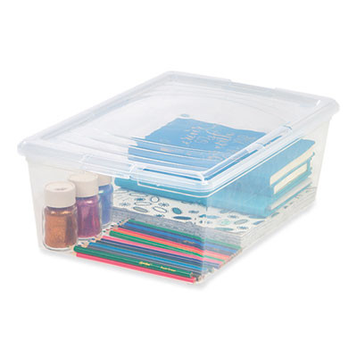 13.5 Qt. Lift-Off Lid Storage Tote, 10.6" x 16.1" x 5.9", Clear/Gray