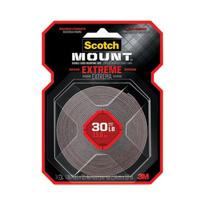 Extreme Mounting Tape, Permanent, Holds Up To 30 Lb, 1" x 60", Black