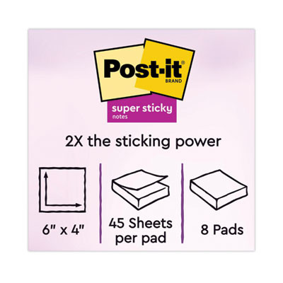 Meeting Notes In Energy Boost Collection Colors, 6" x 4", 45 Sheets/Pad, 8 Pads/Pack