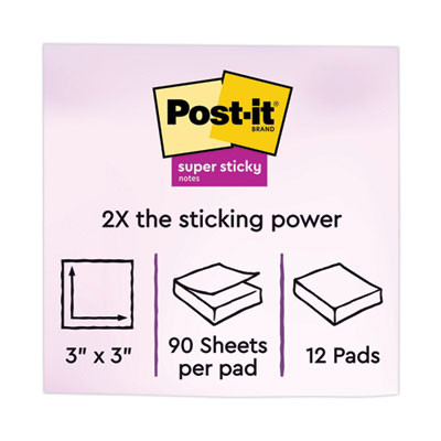 Pads In Supernova Neon Collection Colors, 3" x 3", 90 Sheets/Pad, 12 Pads/Pack