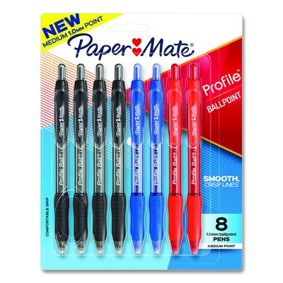 Profile Ballpoint Pen, Retractable, Medium 1 Mm, Assorted Ink And Barrel Colors, 8/Pack