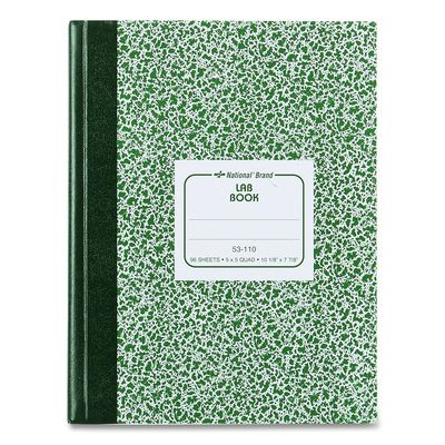 Lab Notebook, Quadrille Rule (5 Sq/In), Green Marble Cover, (96) 10.13 x 7.88 Sheets