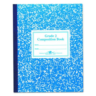 Grade School Ruled Composition Book, Grade 2 Manuscript Format, Blue Marble Cover, (50) 9.75 x 7.75 Sheets