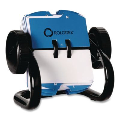Open Rotary Card File, Holds 250 1.75 X 3.25 Cards, Black