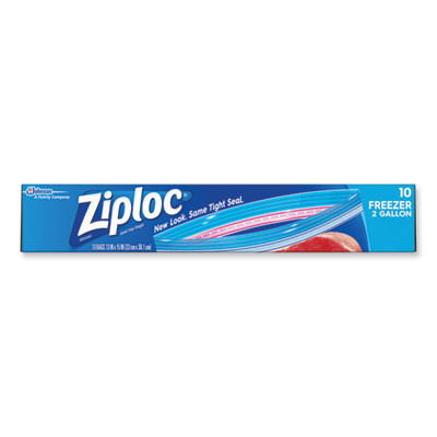 Zipper Freezer Bags, 2 Gal, 13" x 15", Clear, 10/Box