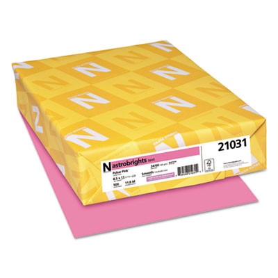 Color Paper, 24 Lb Bond Weight, 8.5 x 11, Pulsar Pink, 500/Ream
