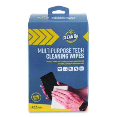 Screendr Multipurpose Tech Cleaning Wipes, 7 x 4, Unscented, White, 200/Pack
