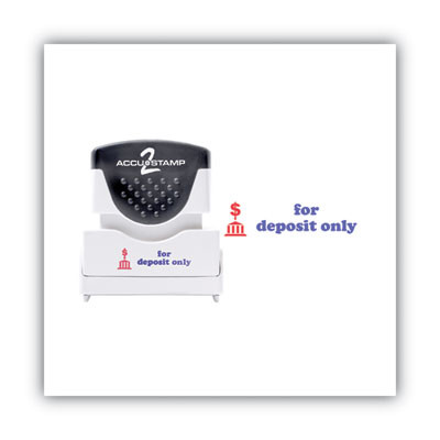 Pre-Inked Shutter Stamp, Red/Blue, For Deposit Only, 1.63 x 0.5