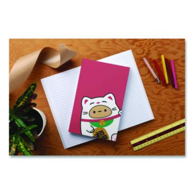 Smoko Tayto Lucky Cat Layflat Notebook, 1-Subject, Medium/College Rule, Red/White/Brown Cover, (72) 8 x 5 Sheets