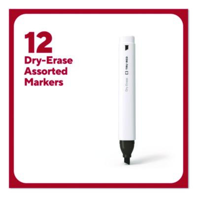 Tank Dry Erase Markers, Broad Chisel Tip, Assorted Colors, 12/Pack