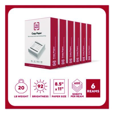 Copy Paper, 92 Bright, 20 Lb Bond Weight, 8.5 x 11, 600 Sheets/Ream, 6 Reams/Carton