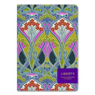 Liberty London Embroidered Cover Journal, Ianthe Bloom Artwork, Medium/College Rule, Multicolor Cover, (50) 10 x 7 Sheets