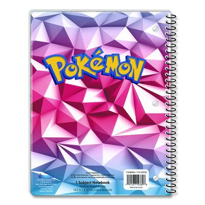 Licensed Spiral Notebook, Pokemon, 1-Subject, Wide/Legal Rule, Multicolor Cover, (70) 10.5 x 8 Sheets