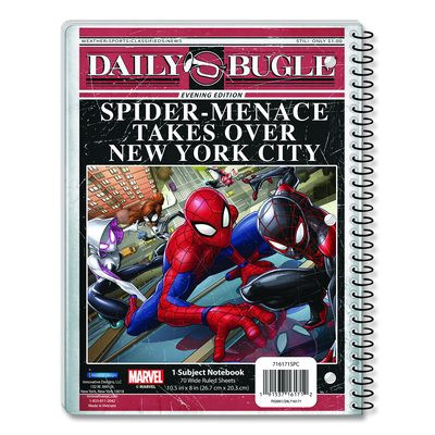 Licensed Spiral Notebook, Marvel Spider-Man, 1-Subject, Wide/Legal Rule, Multicolor Cover, (70) 10.5 x 8 Sheets