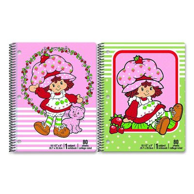 Licensed Spiral Notebook, Randomly Assorted Strawberry Shortcake Cover Designs, Medium/College Rule, (80) 10.5 x 8 Sheets