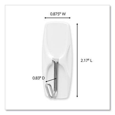 Medium Wire Hooks, Metal Wire, Silver/White, Supports 2 Lb, 13/Pack