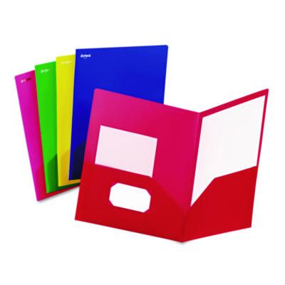 Fashion Poly Twin-Pocket Folder, Accommodates 11 x 8.5 Sheets, Assorted Colors, 25/Box