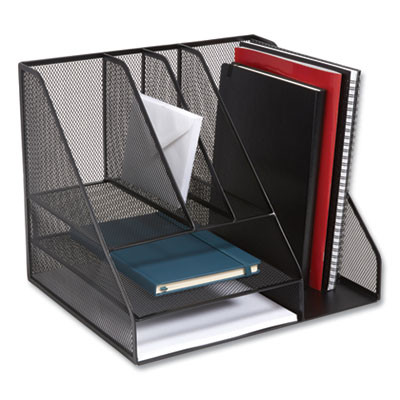 Wire Mesh Combination Organizer, Vertical/Horizontal, 8 Sections, Letter-Size, 12 X 12 X 13.97, Matte Black