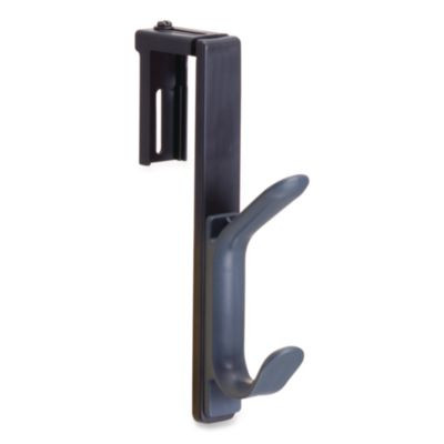 Cubicle Double Coat Hook, Plastic, Gray, Supports 10 Lbs