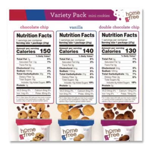 Gluten Free Mini Cookies Variety Pack, 1.1 Oz/0.95 Oz/1.1 Oz Packs, 30/Carton