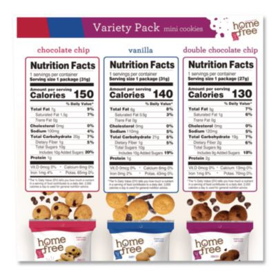 Gluten Free Mini Cookies Variety Pack, 1.1 Oz/0.95 Oz/1.1 Oz Packs, 30/Carton