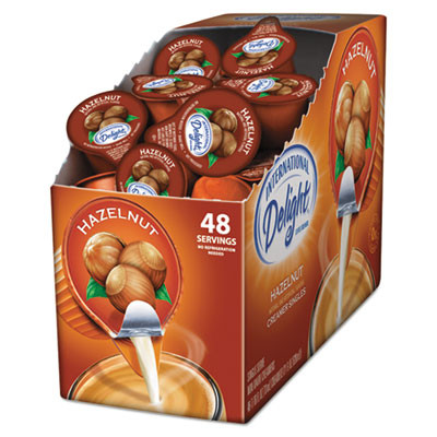 Flavored Liquid Non-Dairy Coffee Creamer, Hazelnut, 0.44 Oz Mini Cups, 48/Box