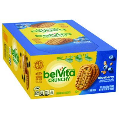Belvita Breakfast Biscuits, 1.76 Oz Pack, Blueberry, 8 Packs/Box, 8 Boxes/Carton