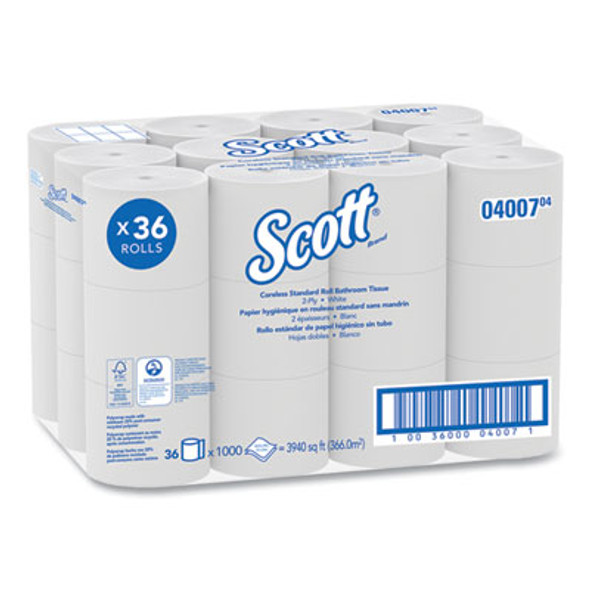 Essential Coreless Srb Bathroom Tissue, Septic Safe, 2-Ply, White, 1,000 Sheets/Roll, 36 Rolls/Carton