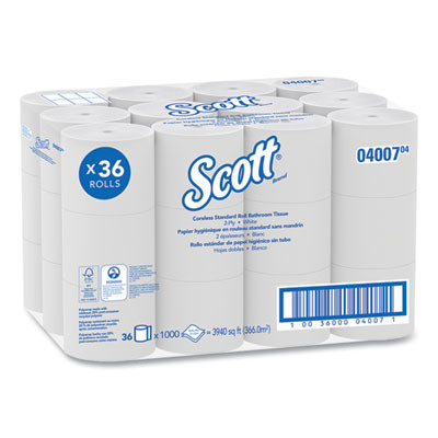 Essential Coreless Srb Bathroom Tissue, Septic Safe, 2-Ply, White, 1,000 Sheets/Roll, 36 Rolls/Carton