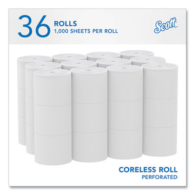 Essential Coreless Srb Bathroom Tissue, Septic Safe, 2-Ply, White, 1,000 Sheets/Roll, 36 Rolls/Carton