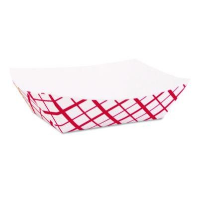 Paper Food Baskets, 1 Lb Capacity, Red/White, Paper, 1,000/Carton