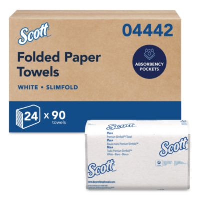 Slimfold Towels, 1-Ply, 7.5 x 11.6, White, 90/Pack, 24 Packs/Carton