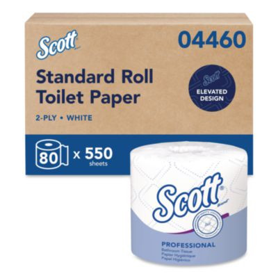 Essential Standard Roll Bathroom Tissue For Business, Septic Safe, 2-Ply, White, 550 Sheets/Roll, 80 Rolls/Carton