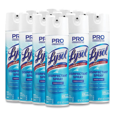 Disinfectant Spray, Fresh Scent, 19 Oz Aerosol Spray, 12/Carton