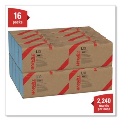 L10 Windshield Towels, Banded, 2-Ply, 9.38 x 10.25, Light Blue, 140/Pack, 16 Packs/Carton