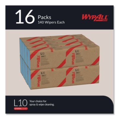 L10 Windshield Towels, Banded, 2-Ply, 9.38 x 10.25, Light Blue, 140/Pack, 16 Packs/Carton