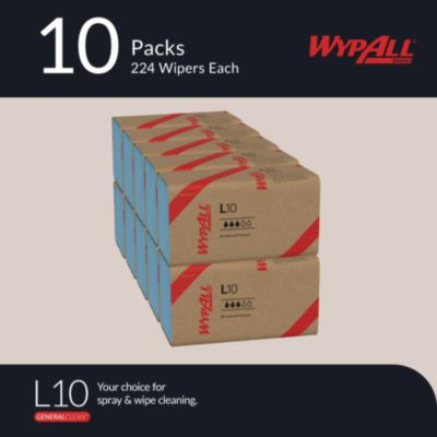 L10 Windshield Towels, 1-Ply, 9.1 x 10.25, Light Blue, 224/Pack, 10 Packs/Carton