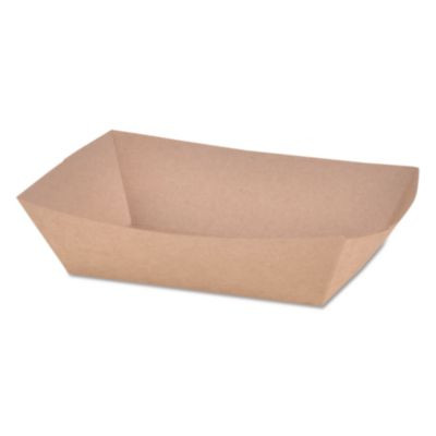 Eco Food Trays, 2 Lb Capacity, Brown, Paper, 1,000/Carton