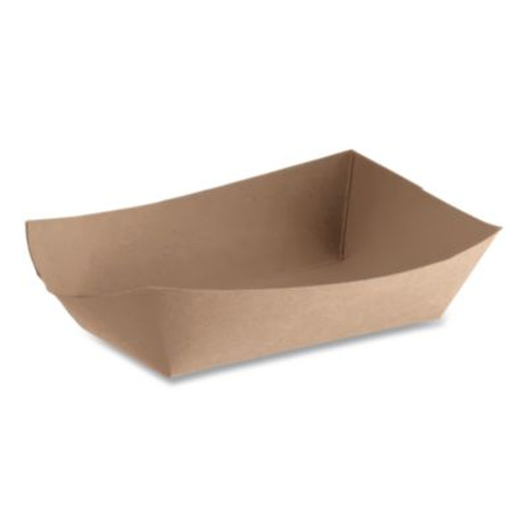 Eco Food Trays, 3 Lb Capacity, Brown, Paper, 500/Carton