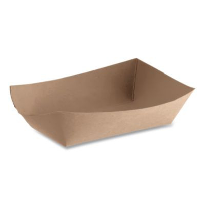 Eco Food Trays, 3 Lb Capacity, Brown, Paper, 500/Carton