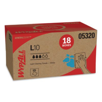 L10 Towels, Pop-Up Box, 1-Ply, 9 x 10.5, White, 125/Box, 18 Boxes/Carton