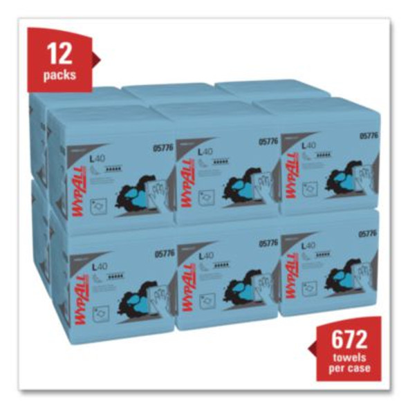 L40 Wiper, 1/4 Fold, Blue, 12.5 x 12, 56/Box, 12 Boxes/Carton