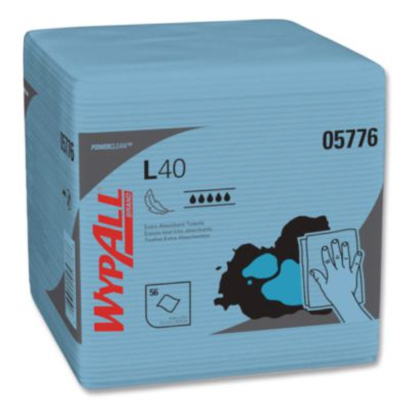 L40 Wiper, 1/4 Fold, Blue, 12.5 x 12, 56/Box, 12 Boxes/Carton