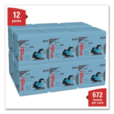 L40 Wiper, 1/4 Fold, Blue, 12.5 x 12, 56/Box, 12 Boxes/Carton