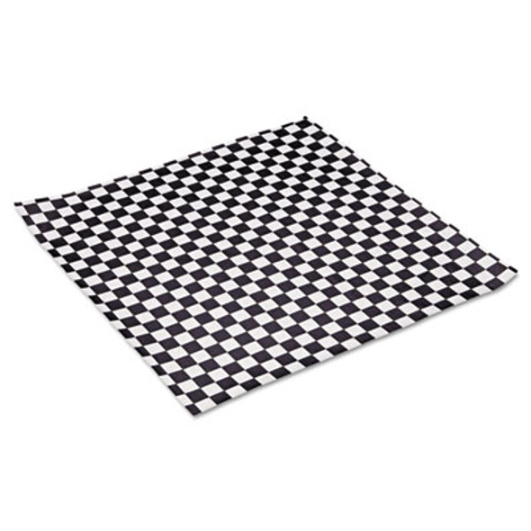 Grease-Resistant Paper Wraps And Liners, 12" x 12", Black Check, 1000/Box, 5 Boxes/Carton